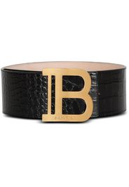 Balmain crocodile-effect logo-plaque belt - 0PA