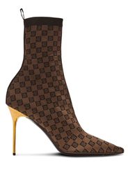 Balmain Skye 95mm monogram-jacquard boots - Brown