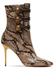 Balmain Alma 95mm snakeskin leather boots - Brown
