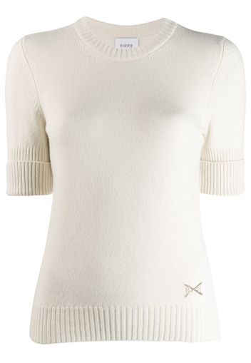 Barrie cashmere roll cuff top - White