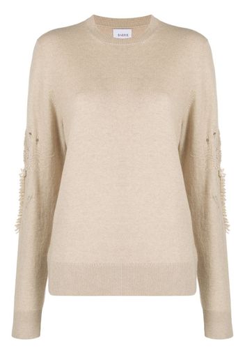 textured sleeve cashmere jumper