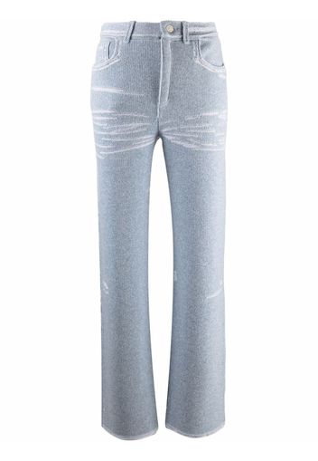 Barrie straight-leg knitted trousers - Blue