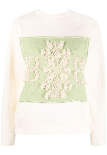 Barrie embroidered panelled sweatshirt - Neutrals