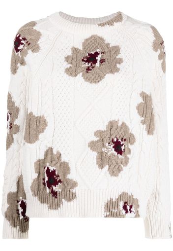 Barrie floral-print cashmere jumper - White