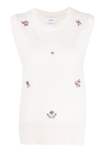 Barrie floral embroidered cashmere top - Neutrals