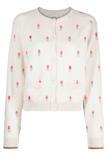 Barrie rose-patterned intarsia knit cardigan - Neutrals