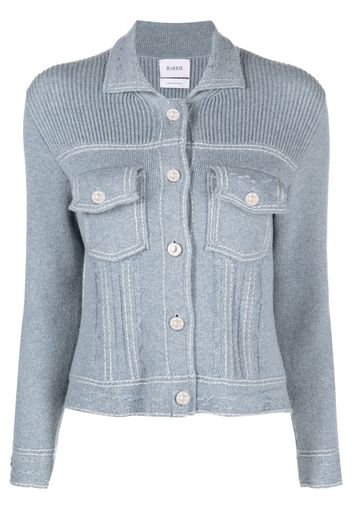 Barrie contrast-stitch knitted jacket - Blue