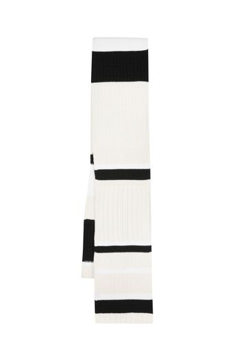 Barrie stripe-print knit scarf - White