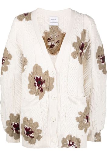 Barrie floral intarsia V-neck cardigan - Neutrals