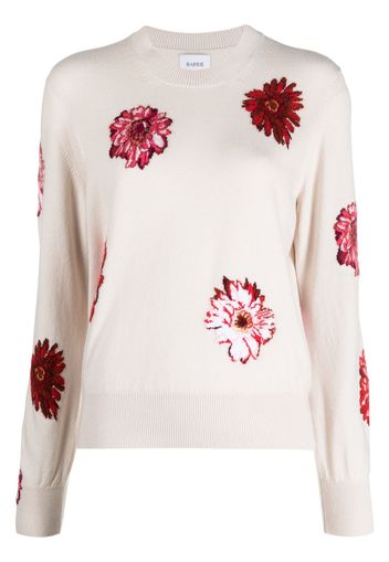 Barrie floral-pattern ribbed-trim jumper - Neutrals