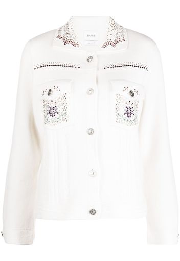 Barrie crystal-embellished denim jacket - White