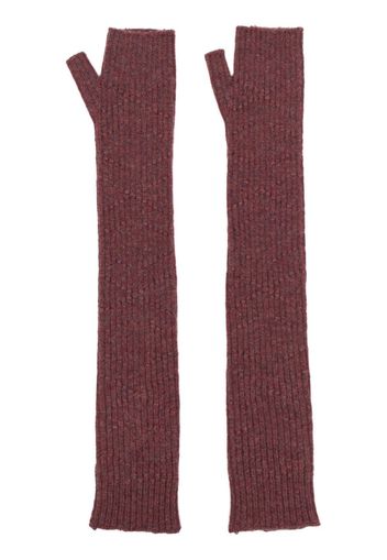 Barrie fingerless crochet cashmere gloves - Red