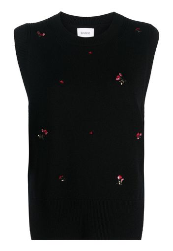 Barrie floral-embroidery cashmere vest - Black