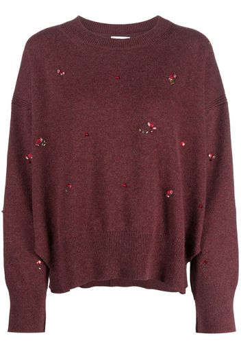 Barrie floral-embroidery cashmere jumper - Red