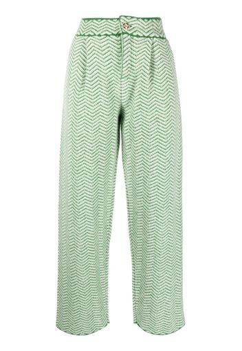 Barrie chevron-knit pleated trousers - Green