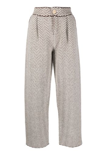 Barrie chevron-knit pleated trousers - White