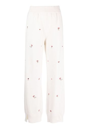 Barrie floral-embroidery cashmere trousers - Neutrals