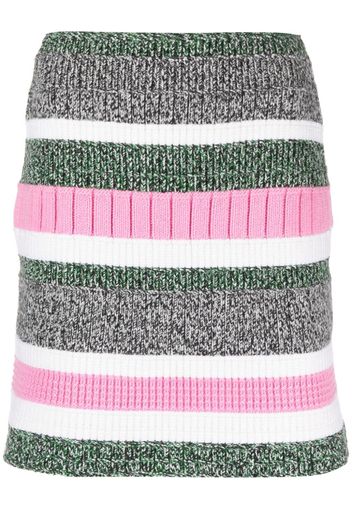 Barrie stripe-pattern cashmere straight skirt - Green