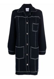 Barrie contrast-stitching single-breasted coat - Blue