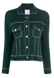 Barrie contrasting-stitch detail knit cardigan - Green