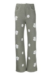 Barrie floral-detail knitted trousers - Green