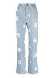 Barrie floral-print cashmere-knit trousers - Blue