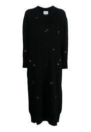 Barrie floral-embroidery cashmere dress - Black