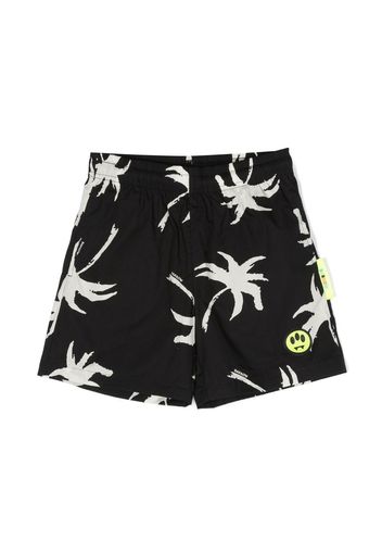 Barrow kids graphic-print elasticated shorts - Black