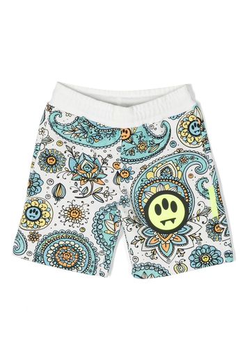 Barrow kids graphic-print cotton shorts - White