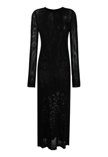 BARROW palm tree open-knit long dress - Black