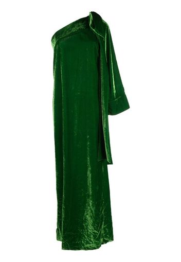 Bernadette Nel one-shoulder bow-appliqué velvet gown - Green