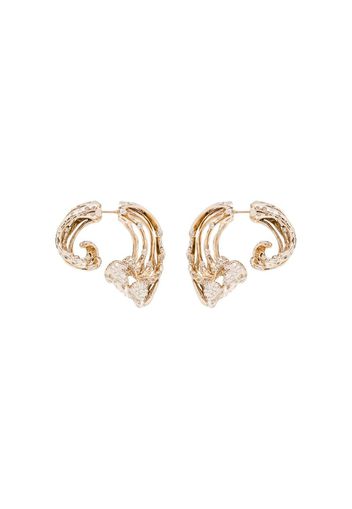 18kt yellow gold wave diamond earrings