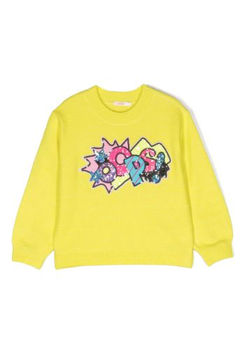 Billieblush sequin-embellished crew-neck jumper - Yellow