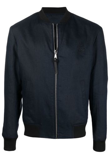 Billionaire crest-motif zip-up bomber jacket - Blue