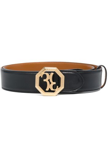 Billionaire logo-buckle leather belt - Black