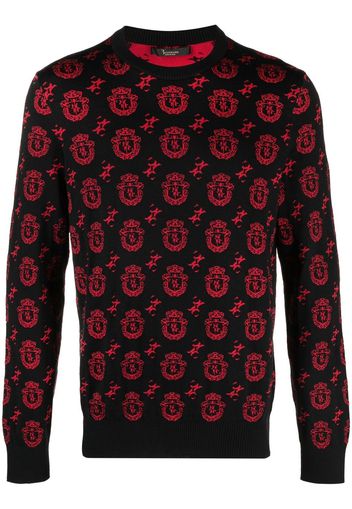 Billionaire crest-motif knitted sweatshirt - Black