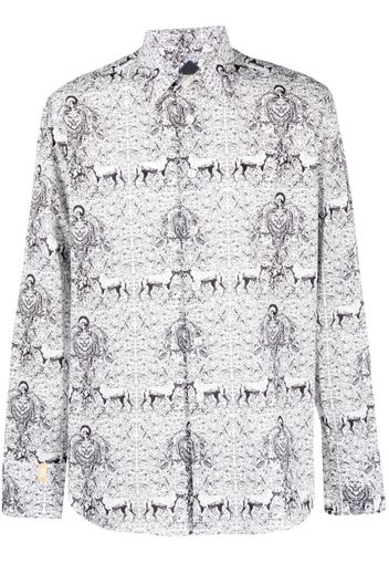 Billionaire lion-print long-sleeve shirt - White