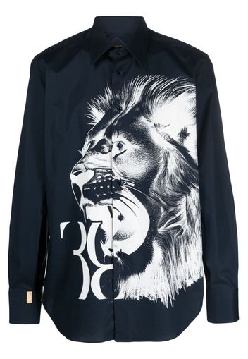 Billionaire lion-print long-sleeve shirt - Blue