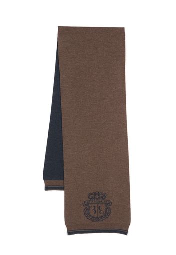 Billionaire crest-motif intarsia-knit scarf - Brown