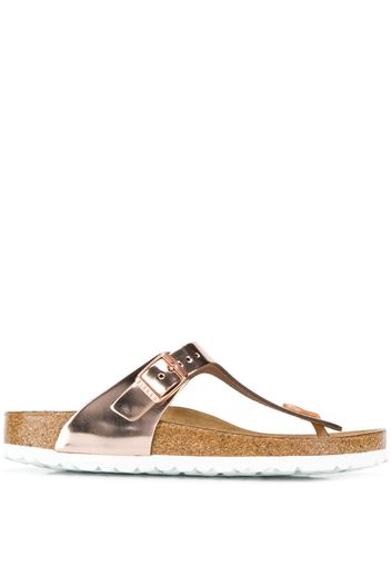 metallic thong strap sandals