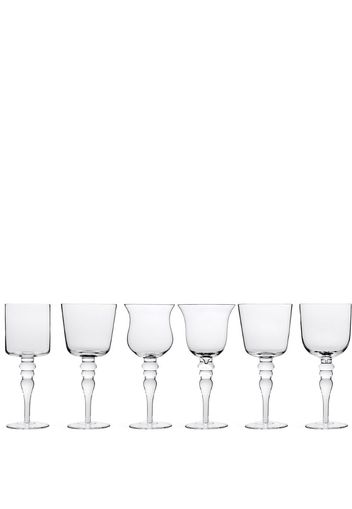 six differently shaped wine glasses