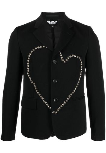 Black Comme Des Garçons heart stud embellished wool jacket