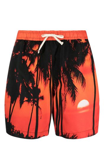 BLUE SKY INN palm-tree print swim shorts - Orange