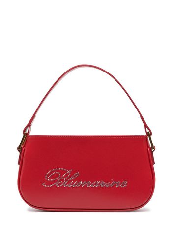 Blumarine rhinestone-logo leather shoulder bag - Red