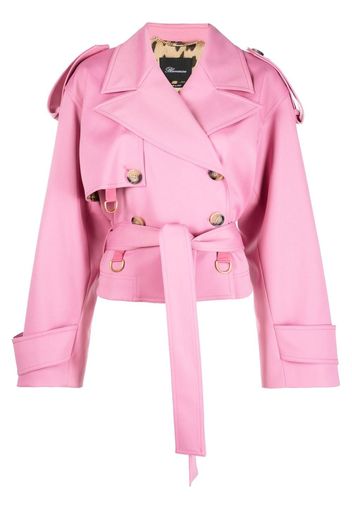 Blumarine cropped double-breasted trench jacket - Pink