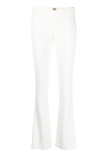 Blumarine logo-buckle flared trousers - White