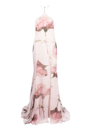 Blumarine floral-print halterneck gown - Pink