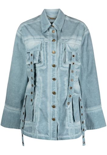 Blumarine eyelet-embellished denim jacket - Blue