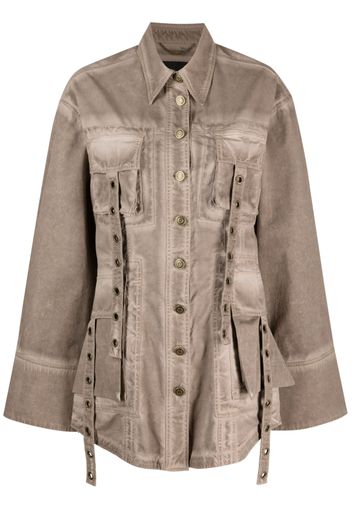 Blumarine eyelet-detail denim jacket - Brown