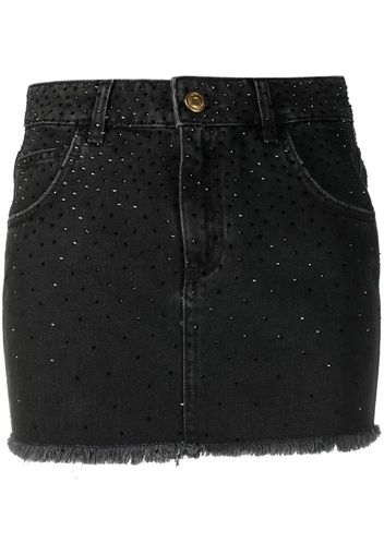 Blumarine rhinestone-embellished denim skirt - Black